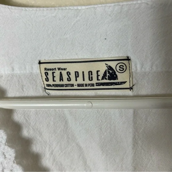 Seaspice Resort wear white crochet peruvian cotton coverup dress S - Picture 9 of 10